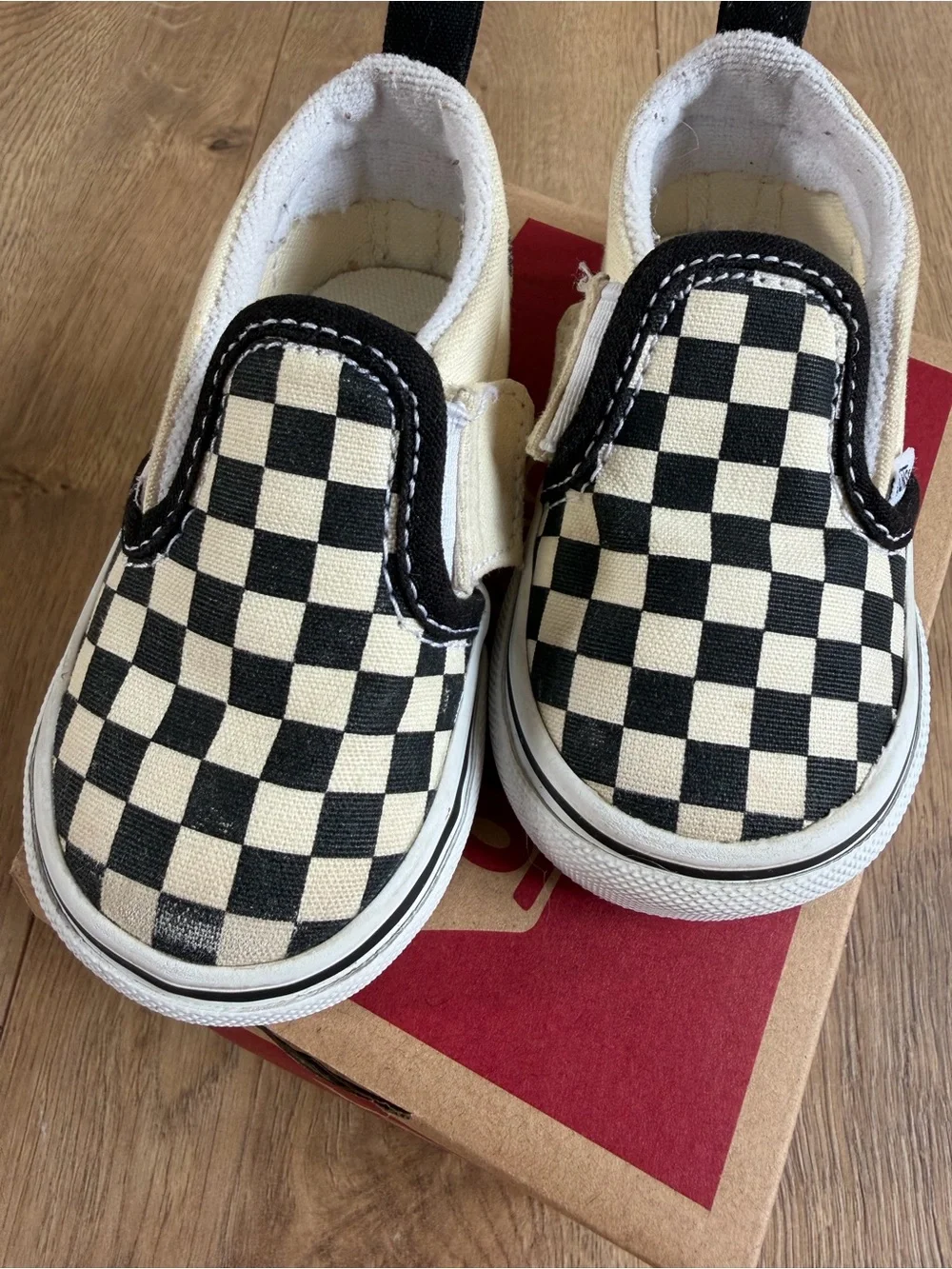 Vans Black & White Checkered Slip On Shoes Toddler Size 4.5
